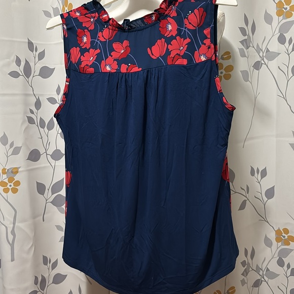 Floral Navy and Red Women's Top - Picture 2 of 5